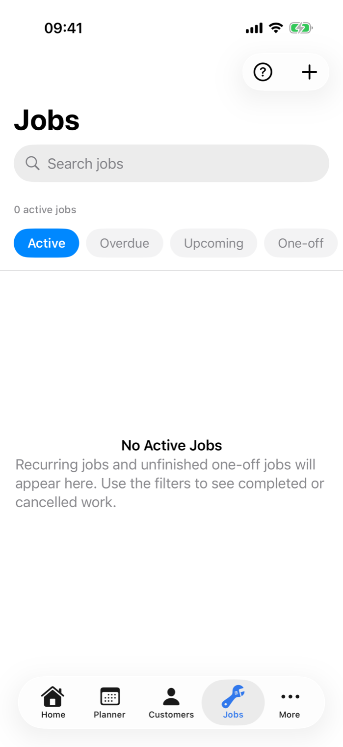 Example data: the iPhone services list with a few fictional window-cleaning services, each with a name and price